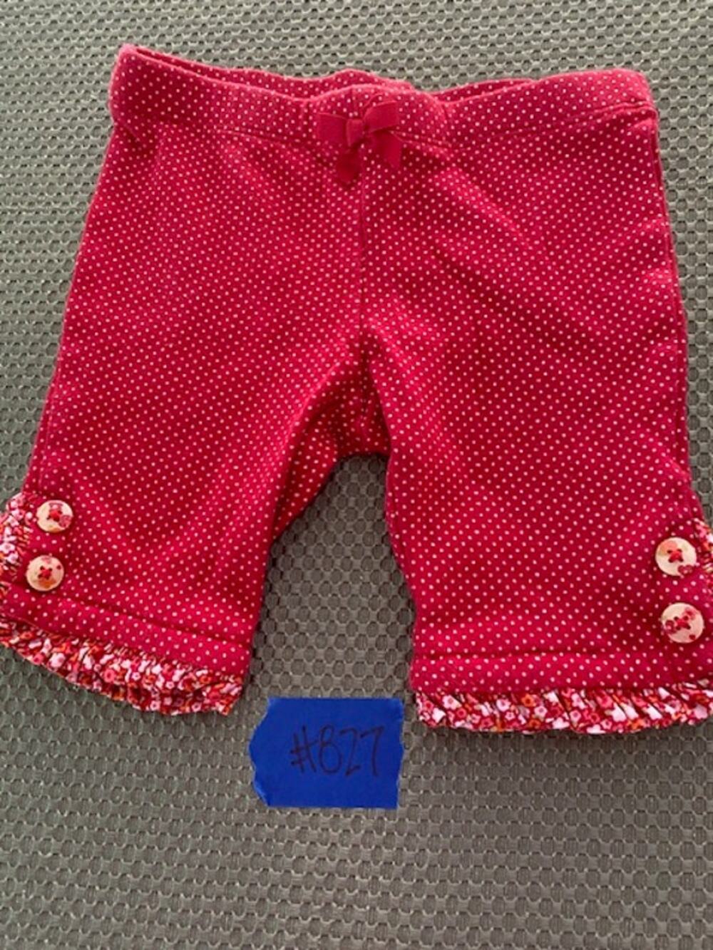 Gymboree Baby Girls 0-3M Red Polka Dot Ruffle Pants Capris Bow Floral Trim